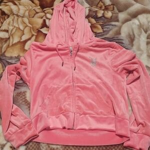 Pastel Hot Pink Boxy Velour Hoodie